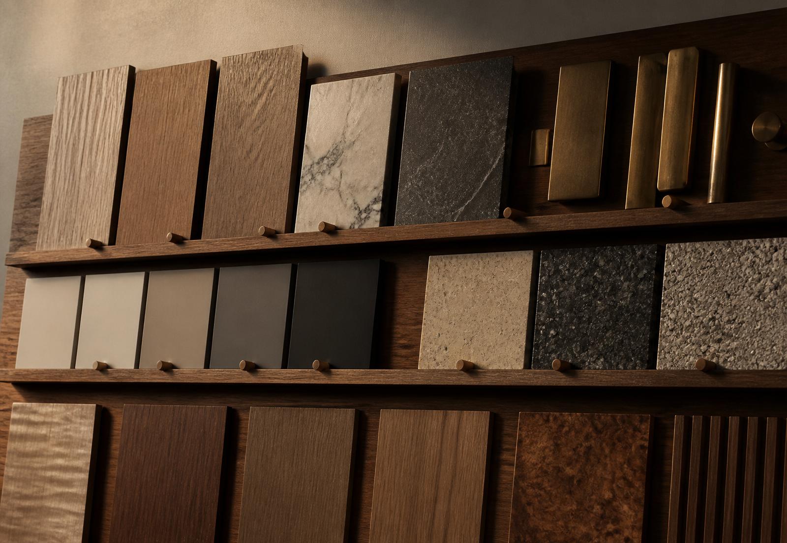 Ambiente dello showroom con sedute, tavolo e lampade coordinate